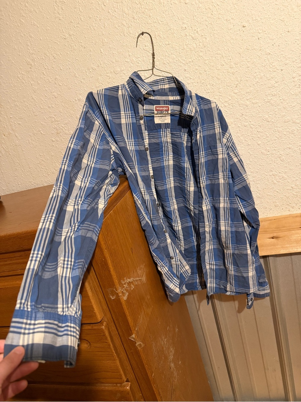 Wrangler Blue and White Plaid Shirt